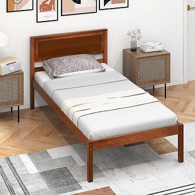 Costway Wooden Platform Bed Frame with Headboard Mattress Foundation