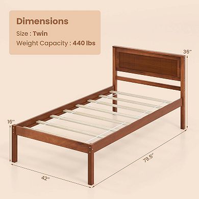 Costway Wooden Platform Bed Frame with Headboard Mattress Foundation