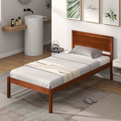 Costway Wooden Platform Bed Frame with Headboard Mattress Foundation