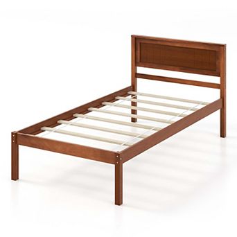Costway Wooden Platform Bed Frame with Headboard Mattress Foundation