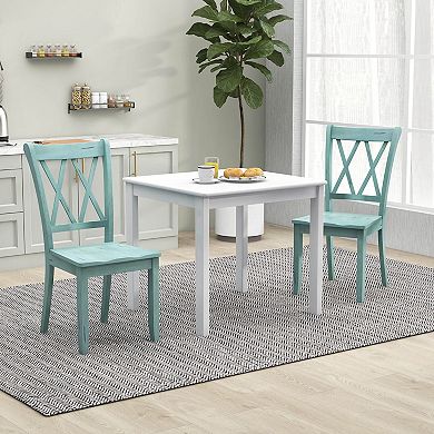 Costway Wooden Dining Chairs Set with Ergonomic Seat Rubber Wood Frame & High Backrest
