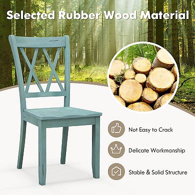 Costway Wooden Dining Chairs Set with Ergonomic Seat Rubber Wood Frame & High Backrest