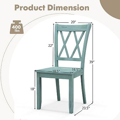 Costway Wooden Dining Chairs Set with Ergonomic Seat Rubber Wood Frame & High Backrest
