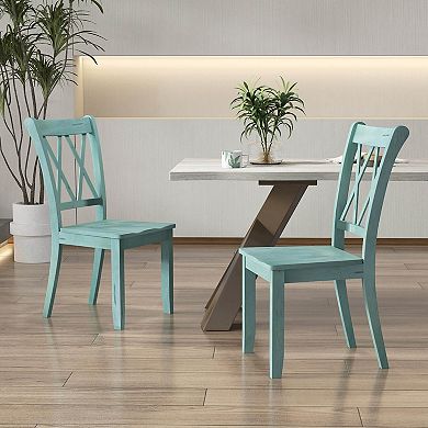 Costway Wooden Dining Chairs Set with Ergonomic Seat Rubber Wood Frame & High Backrest
