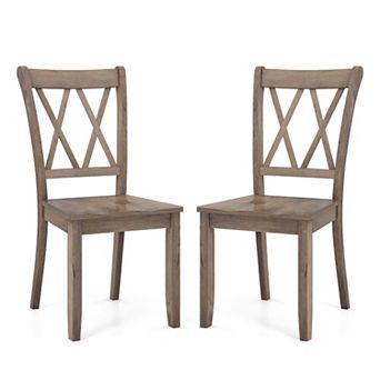 Costway Wooden Dining Chairs Set with Ergonomic Seat Rubber Wood Frame & High Backrest