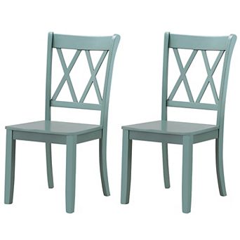 Costway Wooden Dining Chairs Set with Ergonomic Seat Rubber Wood Frame & High Backrest