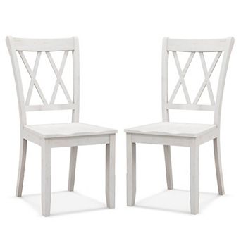Costway Wooden Dining Chairs Set with Ergonomic Seat Rubber Wood Frame & High Backrest