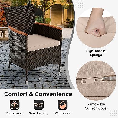 Costway 11 PCS Patio Dining Set with 15ft Double-Sided Patio Umbrella (Base Included)