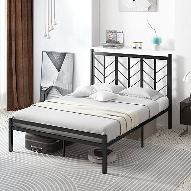 Costway Platform Bed with Headboard 11.5" Under Bed Storage Easy Assembly