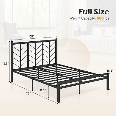 Costway Platform Bed with Headboard 11.5" Under Bed Storage Easy Assembly
