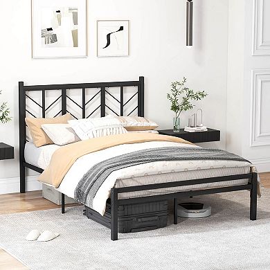 Costway Platform Bed with Headboard 11.5" Under Bed Storage Easy Assembly