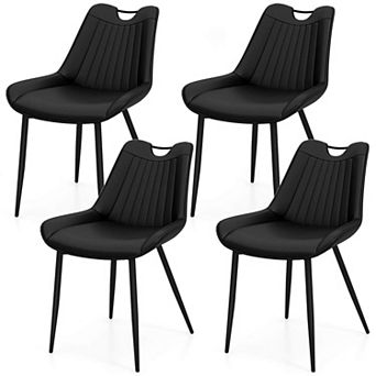 Costway Dining Chair Set of 4 Soft Velvet Upholstered Kitchen Chairs with Metal Legs