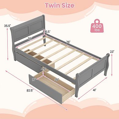 Costway Bed Frame with Storage Drawers, Wood Platform Bed with Headboard Footboard
