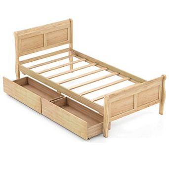 Costway Bed Frame with Storage Drawers, Wood Platform Bed with Headboard Footboard