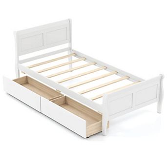 Costway Bed Frame with Storage Drawers, Wood Platform Bed with Headboard Footboard