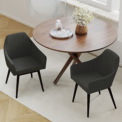 Costway Dining Chairs Set of 2 Upholstered Accent Chairs with Comfy Padded Backrest