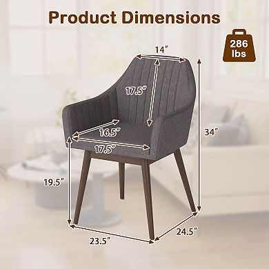 Costway Dining Chairs Set of 2 Upholstered Accent Chairs with Comfy Padded Backrest