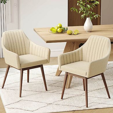 Costway Dining Chairs Set of 2 Upholstered Accent Chairs with Comfy Padded Backrest
