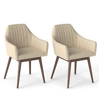 Costway Dining Chairs Set of 2 Upholstered Accent Chairs with Comfy Padded Backrest
