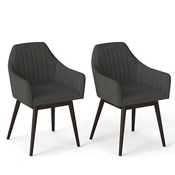 Costway Dining Chairs Set of 2 Upholstered Accent Chairs with Comfy Padded Backrest