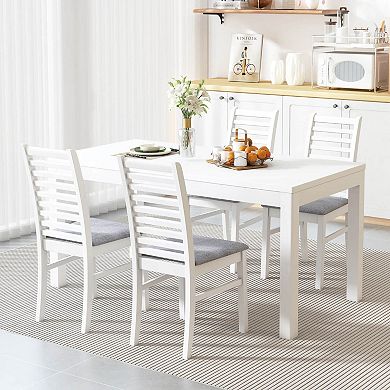 Costway Modern Dining Chair Set Kitchen Chair with Rubber Wood Legs & Slatted Backrest