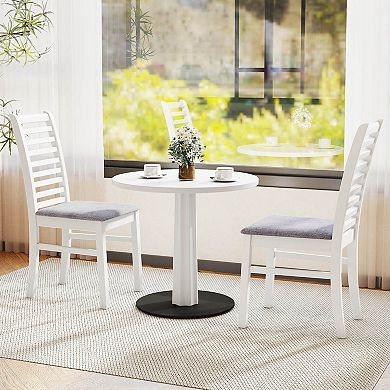 Costway Modern Dining Chair Set Kitchen Chair with Rubber Wood Legs & Slatted Backrest