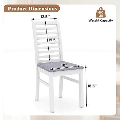 Costway Modern Dining Chair Set Kitchen Chair with Rubber Wood Legs & Slatted Backrest