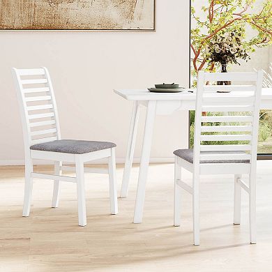 Costway Modern Dining Chair Set Kitchen Chair with Rubber Wood Legs & Slatted Backrest