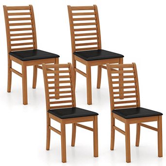 Costway Modern Dining Chair Set Kitchen Chair with Rubber Wood Legs & Slatted Backrest