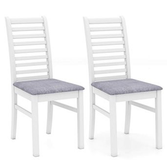 Costway Modern Dining Chair Set Kitchen Chair with Rubber Wood Legs & Slatted Backrest