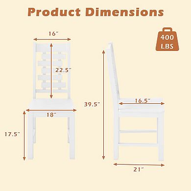 Costway Farmhouse Dining Chair Set with 100% Rubber Wood Frame & Hollowed High Back