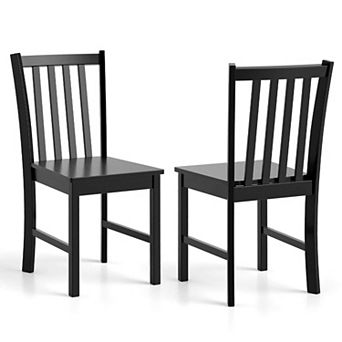 Costway Rustic Dining Chairs Set of 2 with Slat Tilt Backrest, Wide Seat, Rubber Wood Legs