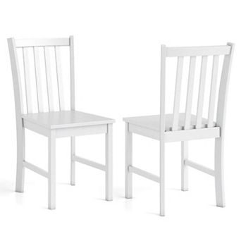 Costway Rustic Dining Chairs Set of 2 with Slat Tilt Backrest, Wide Seat, Rubber Wood Legs