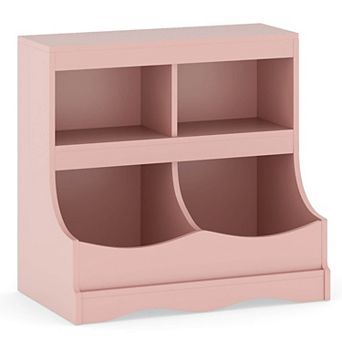 Costway Toy Storage Organizer for Toys & Books 4-Cubby Kids Bookcase for Children's Room