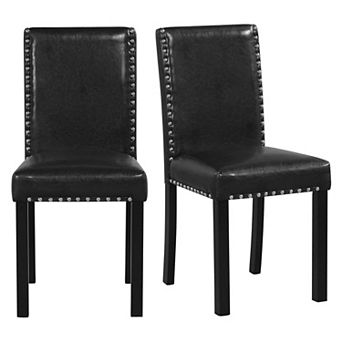 Costway Dining Chair Set with Wood Legs, Nailhead Trim, Padded Seat & Backrest