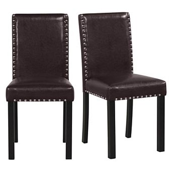 Costway Dining Chair Set with Wood Legs, Nailhead Trim, Padded Seat & Backrest