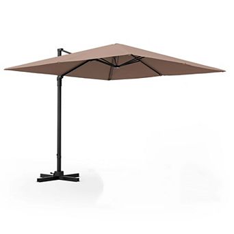 Costway Patio 9.5FT Square Cantilever Offset Hanging Umbrella 2 tier 360° Outdoor