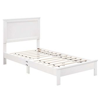 Costway Bed Frame Platform Slat High Headboard Bedroom Rubber Wood Leg