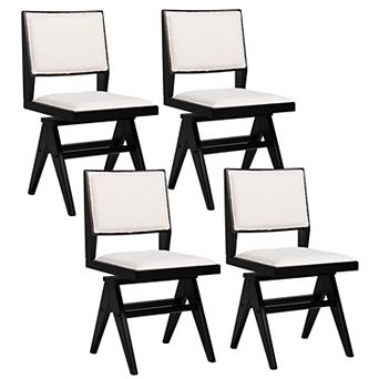 Costway Mid Century Modern Dining Chairs Faux Shearling Upholstered Dinner Chairs