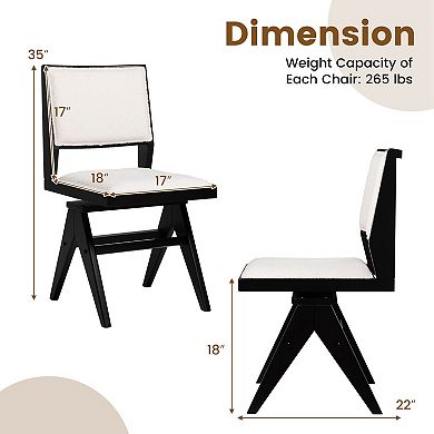 Costway Mid Century Modern Dining Chairs Faux Shearling Upholstered Dinner Chairs