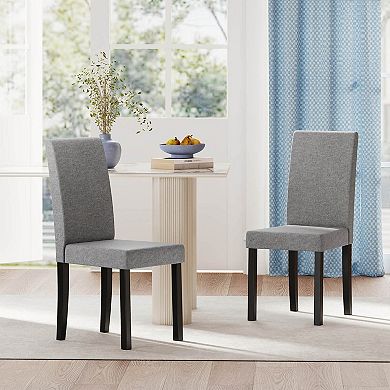 Costway Modern Upholstered Dining Chair Set Rubber Wood Legs with Padded Seat Dark