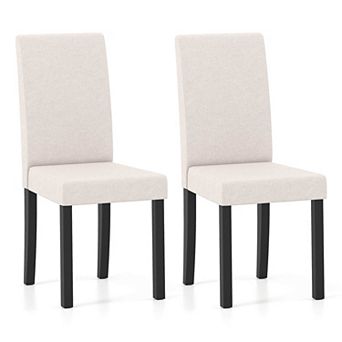 Costway Modern Upholstered Dining Chair Set Rubber Wood Legs with Padded Seat Dark