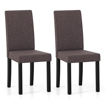 Costway Modern Upholstered Dining Chair Set Rubber Wood Legs with Padded Seat Dark