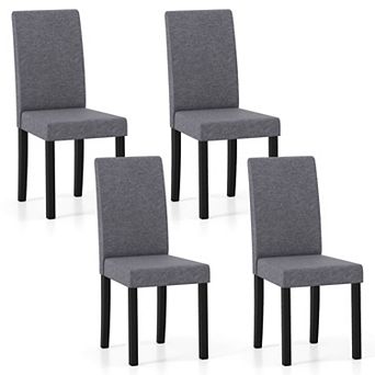 Costway Modern Upholstered Dining Chair Set Rubber Wood Legs with Padded Seat Dark