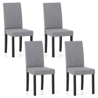 Costway Modern Upholstered Dining Chair Set Rubber Wood Legs with Padded Seat Dark