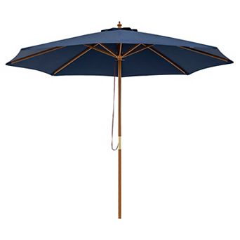 Costway 9 FT Patio Umbrella with Adjustable Height, Rope Pulley Lift, Vented Top for Beach