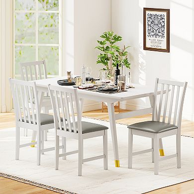 Costway Modern Dining Chairs Set with Rubber Wood Frame, Slat Tilt Backrest, Back