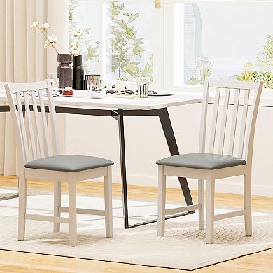 Costway Modern Dining Chairs Set with Rubber Wood Frame, Slat Tilt Backrest, Back