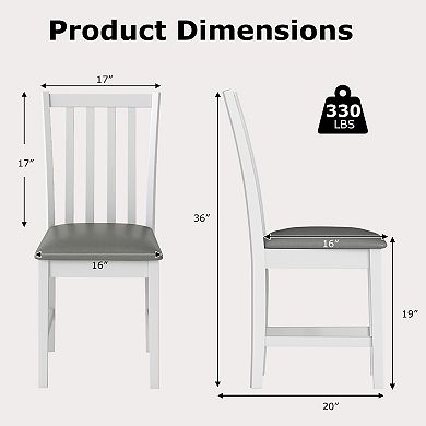 Costway Modern Dining Chairs Set with Rubber Wood Frame, Slat Tilt Backrest, Back