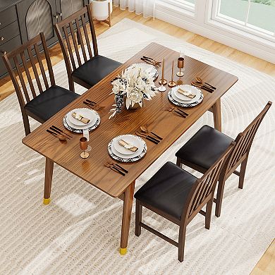 Costway Modern Dining Chairs Set with Rubber Wood Frame, Slat Tilt Backrest, Back